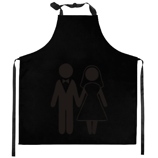 Bride And Groom Silhouette Kitchen Aprons