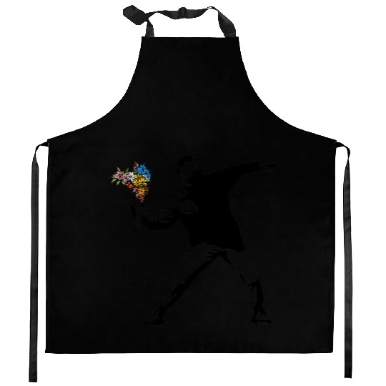 Banksy Rage Flower Thrower Kitchen Aprons