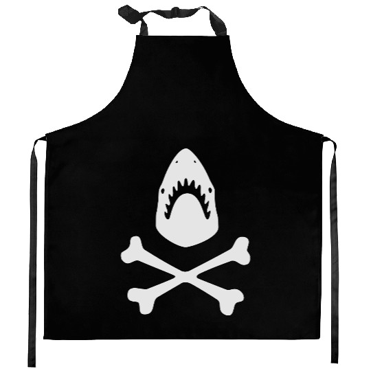 Shark crossbones Kitchen Aprons