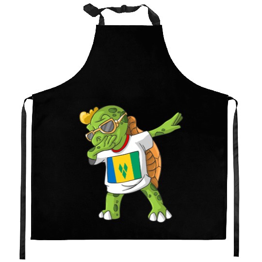 Saint Vincent and the Grenadines Dabbing Turtle Kitchen Aprons