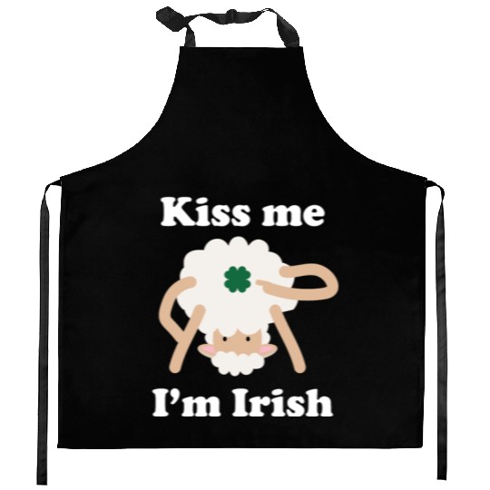Kiss Me Im Irish Sheep Funny St Patricks Day Pun Kitchen Aprons