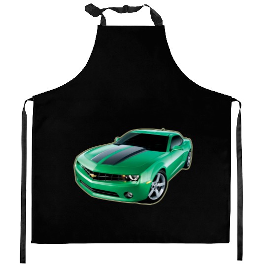 GREEN CHEVY CAMARO Kitchen Aprons
