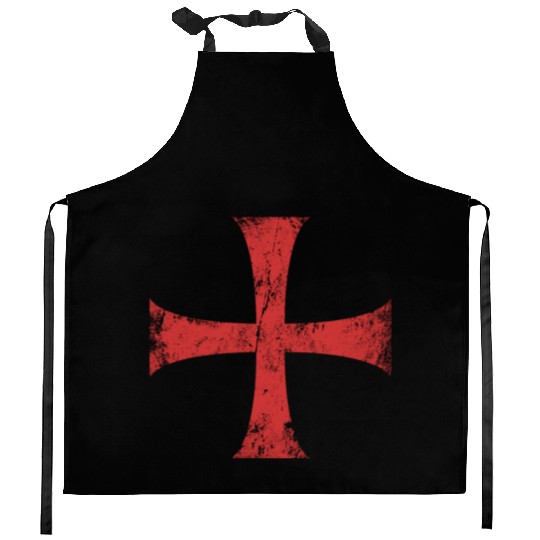 Distressed Crusader Knights Templar Cross Kitchen Aprons