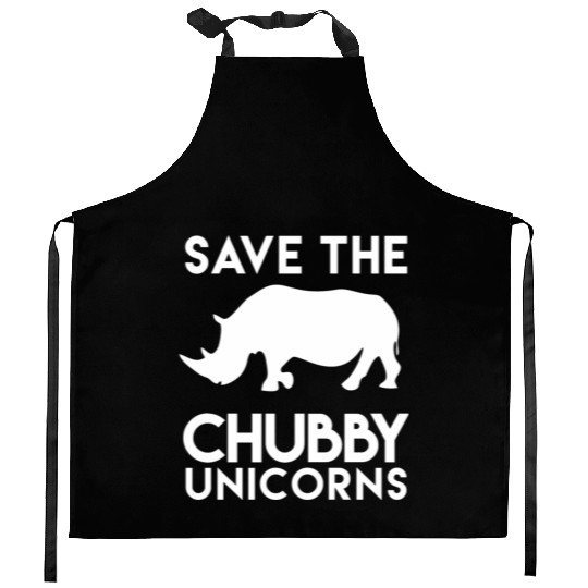 save the chubby unicorns Kitchen Aprons