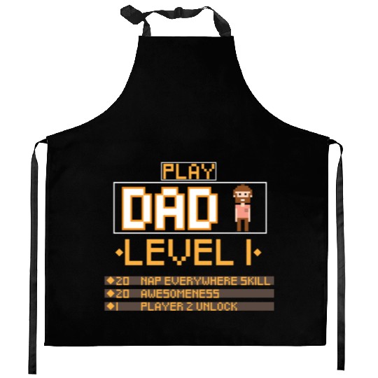 New Dad Gift Funny Dad Level 1 Kitchen Aprons Gaming