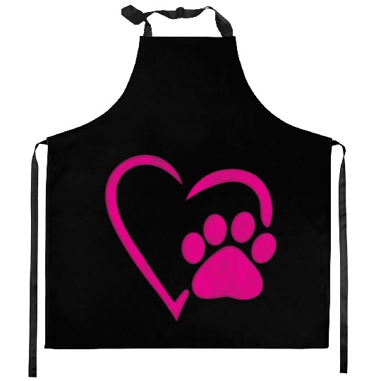 heart dog paw dog mom Kitchen Aprons
