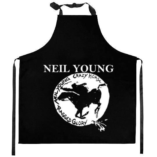 Neil Young Crazy Horse Unisex Retro Rock Horse Kitchen Aprons