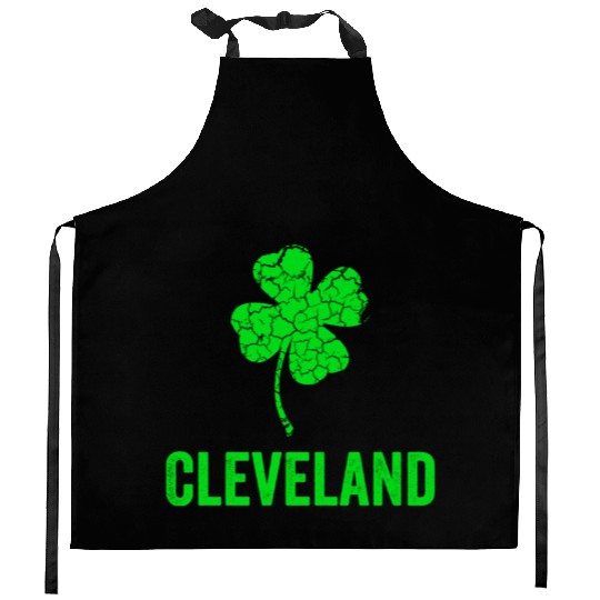 Cleveland Irish, St Patricks Day, Four Leaf Clover Kitchen Aprons