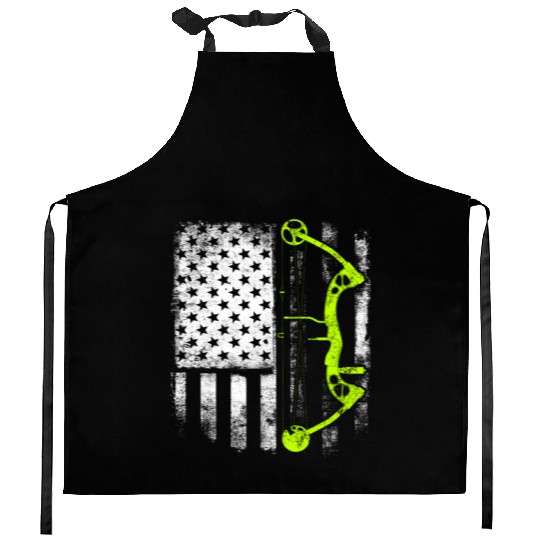 Archery Compound Bow USA Flag Kitchen Aprons