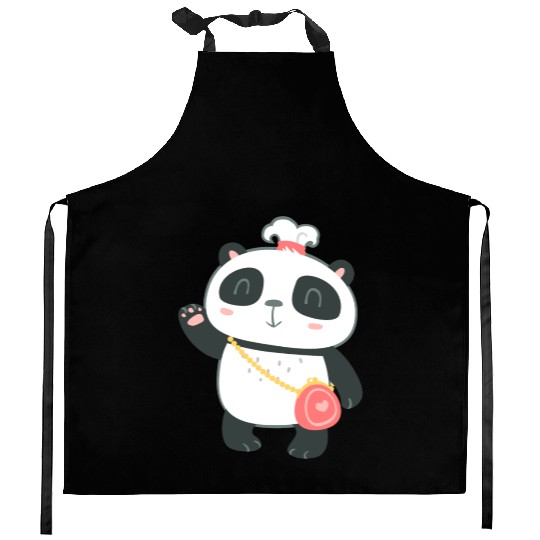 Sweet Panda Family Girl 1 Kitchen Aprons
