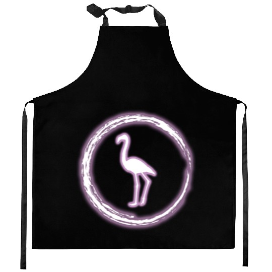 Glow Circle Flamingo Bright Neon Glowing Effect Kitchen Aprons
