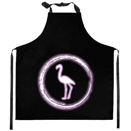 Glow Circle Flamingo Bright Neon Glowing Effect Kitchen Aprons