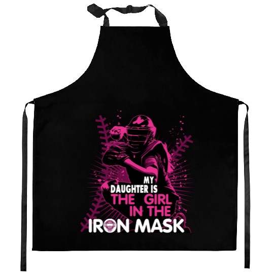 My Daughter Is The Girl In The Iron Mask Softball Kitchen Aprons