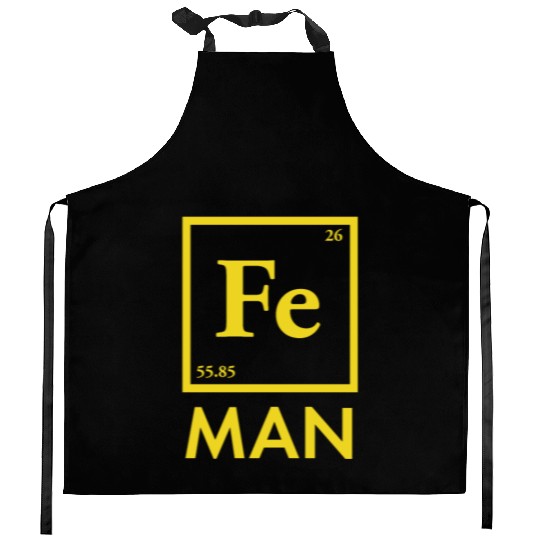 funny iron man science chemistry fe Kitchen Aprons