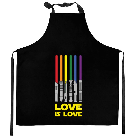 Lightsaber Rainbow - Love Is Love Kitchen Aprons