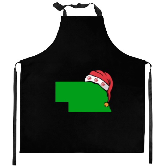 Nebraska Christmas Cute Christmas Gift Green US State Kitchen Aprons