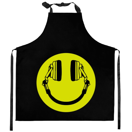 Headphone Smiley Acid House Cans MUSIC RAVE WEED D Kitchen Aprons