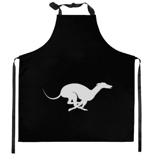 Light Grey Running Greyhound X Racer Track Dog Kitchen Aprons