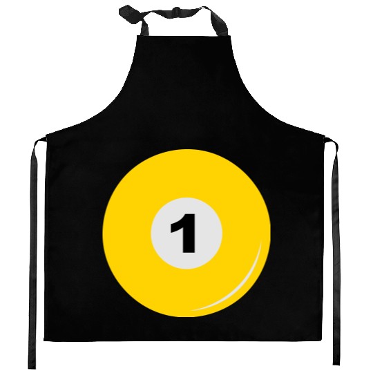 The yellow billiard ball number one Kitchen Aprons