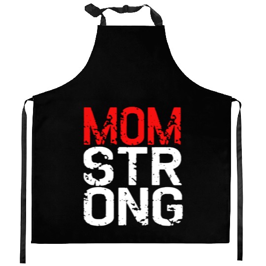 MOM STRONG WOMEN RACERBACK Kitchen Aprons CROSSFIT FLEX