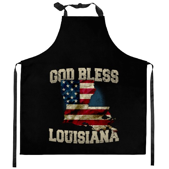 God Bless Louisiana Gift Proud Strong Awesome Design Gift Kitchen Aprons