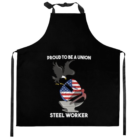 UNION STEEL WORKER USA GIFT FUNNY DAD EAGLE HAMMER Kitchen Aprons
