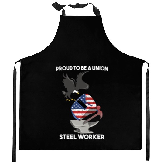 UNION STEEL WORKER USA GIFT FUNNY DAD EAGLE HAMMER Kitchen Aprons