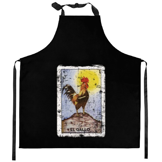 El Gallo Mexican Loteria Bingo Card Kitchen Aprons
