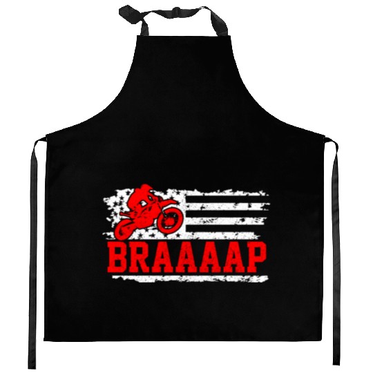 Braap - Motocross MX American Flag Enduro Gift Kitchen Aprons