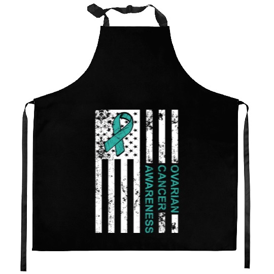 USA Flag Ovarian Cancer Awareness Kitchen Aprons