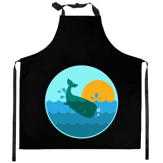 Whale Jump Sunrise Ocean Window - Gift Idea Kitchen Aprons