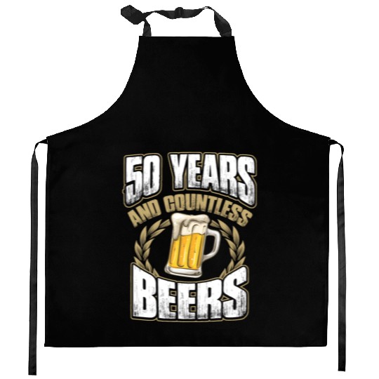 Funny 50th Birthday Kitchen Aprons Fifty Years And Countless Beers