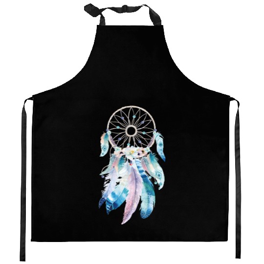 Image: Watercolor, Feather dreamcatcher Kitchen Aprons