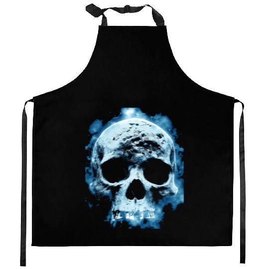 Blue Flame Halloween Death Skull Kitchen Aprons