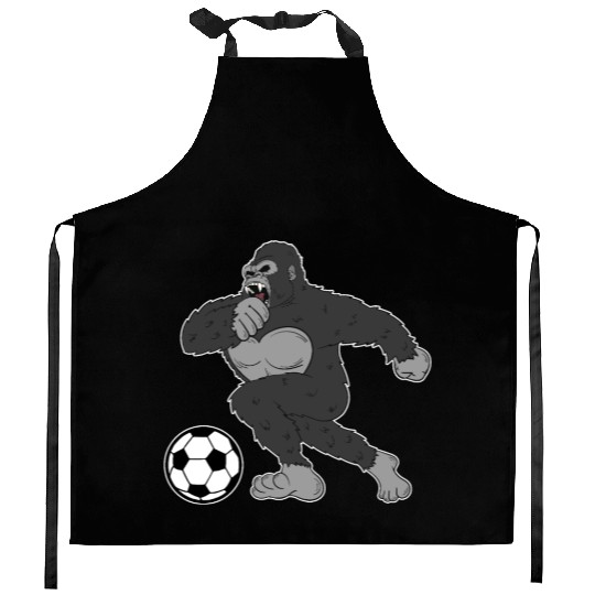 Gorilla Mokey Ape Soccer Player Gift & Present Kitchen Aprons