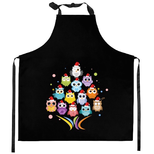 Christmas - Christmas tree with Owls - Xmas - Pets Kitchen Aprons