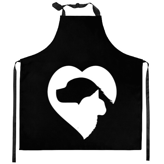 Cat Dog Heart, Resque Dog and Cat, Animal Lovers Kitchen Aprons