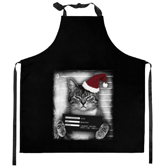 Cat Christmas Thief Kitchen Aprons