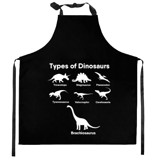 Types of Dinosaurs T-Rex Veloceraptor, Triceratops Kitchen Aprons