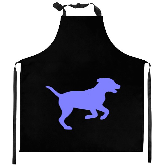 Running puppy; blue Kitchen Aprons