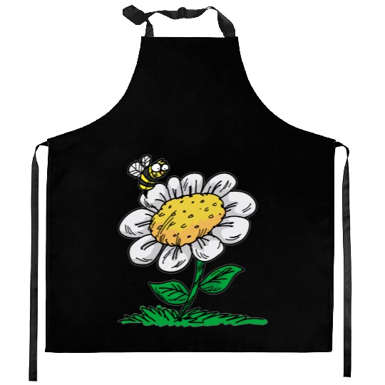 COMMON DAISY FLOWER Bee Cartoon Comic Kitchen Aprons