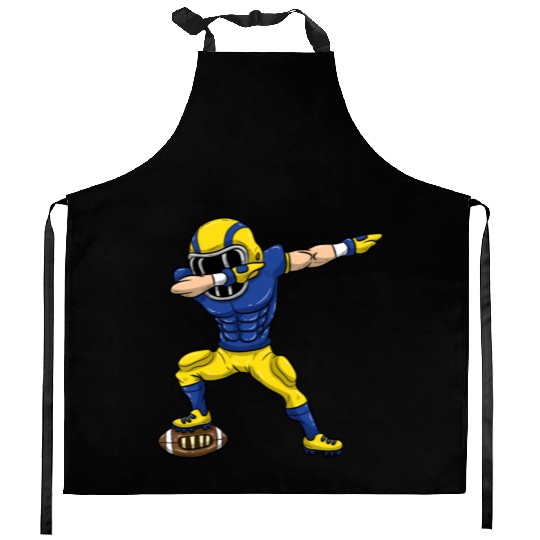 Dabbing Football Kitchen Aprons Blue Yellow Team Kids Gift