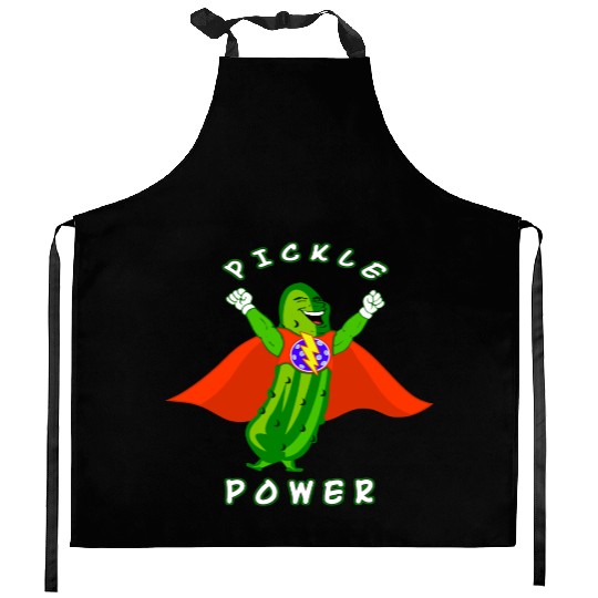 Pickleball Pickle Power Superhero Kitchen Aprons
