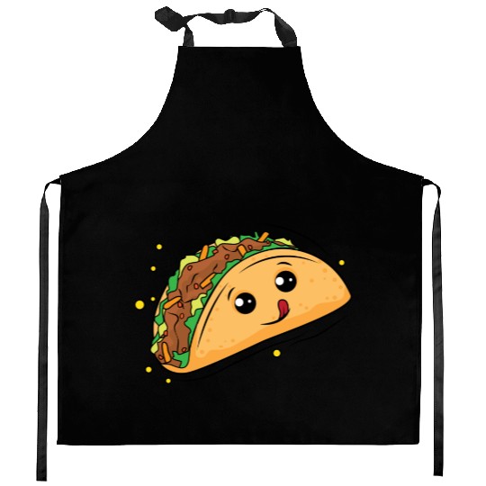 Delicious Taco Cartoon Kitchen Aprons