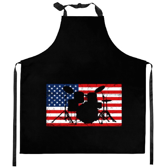 Drummer American Flag Drum Stick Player Music Gift Kitchen Aprons