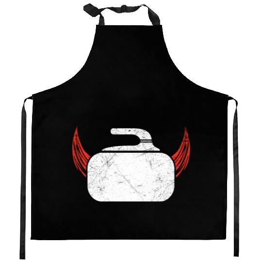 Curling Devil Ice Sports Sweeper Ice Rink Gift Kitchen Aprons