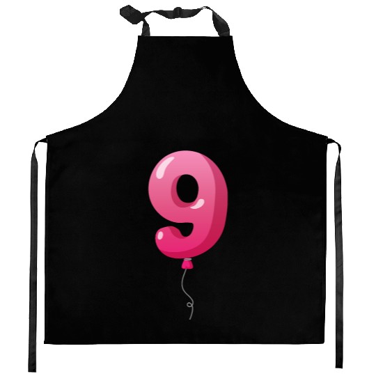 Number 9 Balloon, 9th birthday, 9 year old Kitchen Aprons