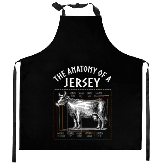 The anatomy of a jersey cow Kitchen Aprons Funny Cow Farm