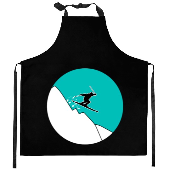 Skiing mountains - gift Kitchen Aprons