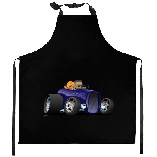 Highboy hot rod deep purple roadster Kitchen Aprons